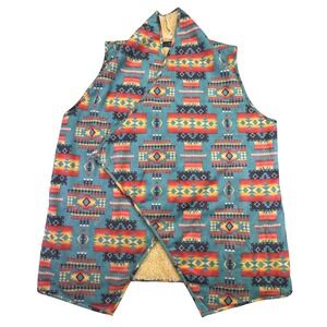 Fashion Express Vest Women's Size 1X Fleece Lined Aztec Boho Southwestern